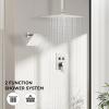 imageShower Faucet Set Matte Black Shower System 12quot Ceiling Rainfall Shower and 8quot Wall Mount Rain Shower with 2 in 1 Handheld Can Use All at Once Pressure Balance Roughin Valve and Trim KitBrushed Nickel
