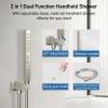 imageShower Faucet Set Matte Black Shower System 12quot Ceiling Rainfall Shower and 8quot Wall Mount Rain Shower with 2 in 1 Handheld Can Use All at Once Pressure Balance Roughin Valve and Trim KitBrushed Nickel1