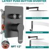 imageShower Faucet Set Matte Black Shower System 12quot Ceiling Rainfall Shower and 8quot Wall Mount Rain Shower with 2 in 1 Handheld Can Use All at Once Pressure Balance Roughin Valve and Trim KitMatte Black