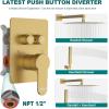 imageShower Faucet Set Matte Black Shower System 12quot Ceiling Rainfall Shower and 8quot Wall Mount Rain Shower with 2 in 1 Handheld Can Use All at Once Pressure Balance Roughin Valve and Trim KitBrushed Gold