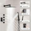imageShower Faucet Set Matte Black Shower System 12quot Ceiling Rainfall Shower and 8quot Wall Mount Rain Shower with 2 in 1 Handheld Can Use All at Once Pressure Balance Roughin Valve and Trim KitMatte Black1