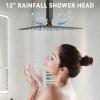 imageShower Faucet Set Matte Black Shower System 12quot Ceiling Rainfall Shower and 8quot Wall Mount Rain Shower with 2 in 1 Handheld Can Use All at Once Pressure Balance Roughin Valve and Trim KitMatte Black1