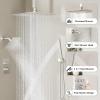 imageShower Faucet Set Matte Black Shower System 12quot Ceiling Rainfall Shower and 8quot Wall Mount Rain Shower with 2 in 1 Handheld Can Use All at Once Pressure Balance Roughin Valve and Trim KitBrushed Nickel