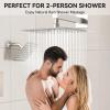 imageShower Faucet Set Matte Black Shower System 12quot Ceiling Rainfall Shower and 8quot Wall Mount Rain Shower with 2 in 1 Handheld Can Use All at Once Pressure Balance Roughin Valve and Trim KitBrushed Nickel