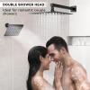 imageShower Faucet Set Matte Black Shower System 12quot Ceiling Rainfall Shower and 8quot Wall Mount Rain Shower with 2 in 1 Handheld Can Use All at Once Pressure Balance Roughin Valve and Trim KitMatte Black