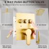 imageShower Faucet Set Matte Black Shower System 12quot Ceiling Rainfall Shower and 8quot Wall Mount Rain Shower with 2 in 1 Handheld Can Use All at Once Pressure Balance Roughin Valve and Trim KitBrushed Gold