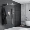imageShower Faucet Set Matte Black Shower System 12quot Ceiling Rainfall Shower and 8quot Wall Mount Rain Shower with 2 in 1 Handheld Can Use All at Once Pressure Balance Roughin Valve and Trim KitBrushed Nickel