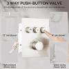 imageShower Faucet Set Matte Black Shower System 12quot Ceiling Rainfall Shower and 8quot Wall Mount Rain Shower with 2 in 1 Handheld Can Use All at Once Pressure Balance Roughin Valve and Trim KitBrushed Nickel