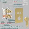 imageShower Faucet Set Matte Black Shower System 12quot Ceiling Rainfall Shower and 8quot Wall Mount Rain Shower with 2 in 1 Handheld Can Use All at Once Pressure Balance Roughin Valve and Trim KitBrushed Gold