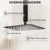 imageShower Faucet Set Matte Black Shower System 12quot Ceiling Rainfall Shower and 8quot Wall Mount Rain Shower with 2 in 1 Handheld Can Use All at Once Pressure Balance Roughin Valve and Trim KitBlak