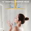imageShower Faucet Set Matte Black Shower System 12quot Ceiling Rainfall Shower and 8quot Wall Mount Rain Shower with 2 in 1 Handheld Can Use All at Once Pressure Balance Roughin Valve and Trim KitGold1