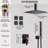 imageShower Faucet Set Matte Black Shower System 12quot Ceiling Rainfall Shower and 8quot Wall Mount Rain Shower with 2 in 1 Handheld Can Use All at Once Pressure Balance Roughin Valve and Trim KitMatte Black1