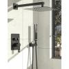imageShower Faucet Set Matte Black Shower System 12quot Ceiling Rainfall Shower and 8quot Wall Mount Rain Shower with 2 in 1 Handheld Can Use All at Once Pressure Balance Roughin Valve and Trim KitMatte Black