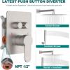 imageShower Faucet Set Matte Black Shower System 12quot Ceiling Rainfall Shower and 8quot Wall Mount Rain Shower with 2 in 1 Handheld Can Use All at Once Pressure Balance Roughin Valve and Trim KitBrushed Nickel