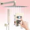 imageShower Faucet Set Matte Black Shower System 12quot Ceiling Rainfall Shower and 8quot Wall Mount Rain Shower with 2 in 1 Handheld Can Use All at Once Pressure Balance Roughin Valve and Trim KitBrushed Nickel