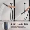 imageShower Faucet Set Matte Black Shower System 12quot Ceiling Rainfall Shower and 8quot Wall Mount Rain Shower with 2 in 1 Handheld Can Use All at Once Pressure Balance Roughin Valve and Trim KitMatte Black