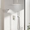 imageShower Faucet Set Matte Black Shower System 12quot Ceiling Rainfall Shower and 8quot Wall Mount Rain Shower with 2 in 1 Handheld Can Use All at Once Pressure Balance Roughin Valve and Trim KitBrushed Nickel