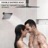 imageShower Faucet Set Matte Black Shower System 12quot Ceiling Rainfall Shower and 8quot Wall Mount Rain Shower with 2 in 1 Handheld Can Use All at Once Pressure Balance Roughin Valve and Trim KitBlak