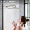 imageShower Faucet Set Matte Black Shower System 12quot Ceiling Rainfall Shower and 8quot Wall Mount Rain Shower with 2 in 1 Handheld Can Use All at Once Pressure Balance Roughin Valve and Trim KitBrushed Nickel