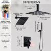 imageShower Faucet Set Matte Black Shower System 12quot Ceiling Rainfall Shower and 8quot Wall Mount Rain Shower with 2 in 1 Handheld Can Use All at Once Pressure Balance Roughin Valve and Trim KitMatte Black