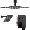 imageShower Faucet Set Matte Black Shower System 12quot Ceiling Rainfall Shower and 8quot Wall Mount Rain Shower with 2 in 1 Handheld Can Use All at Once Pressure Balance Roughin Valve and Trim KitMatte Black