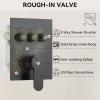 imageShower Faucet Set Matte Black Shower System 12quot Ceiling Rainfall Shower and 8quot Wall Mount Rain Shower with 2 in 1 Handheld Can Use All at Once Pressure Balance Roughin Valve and Trim KitMatte Black1