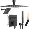 imageShower Faucet Set Matte Black Shower System 12quot Ceiling Rainfall Shower and 8quot Wall Mount Rain Shower with 2 in 1 Handheld Can Use All at Once Pressure Balance Roughin Valve and Trim KitMatte Black