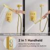 imageShower Faucet Set Matte Black Shower System 12quot Ceiling Rainfall Shower and 8quot Wall Mount Rain Shower with 2 in 1 Handheld Can Use All at Once Pressure Balance Roughin Valve and Trim KitBrushed Gold