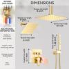 imageShower Faucet Set Matte Black Shower System 12quot Ceiling Rainfall Shower and 8quot Wall Mount Rain Shower with 2 in 1 Handheld Can Use All at Once Pressure Balance Roughin Valve and Trim KitBrushed Gold
