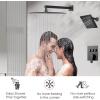 imageShower Faucet Set Matte Black Shower System 12quot Ceiling Rainfall Shower and 8quot Wall Mount Rain Shower with 2 in 1 Handheld Can Use All at Once Pressure Balance Roughin Valve and Trim KitMatte Black