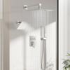 imageShower Faucet Set Matte Black Shower System 12quot Ceiling Rainfall Shower and 8quot Wall Mount Rain Shower with 2 in 1 Handheld Can Use All at Once Pressure Balance Roughin Valve and Trim KitBrushed Nickel