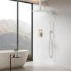 imageShower Faucet Set Matte Black Shower System 12quot Ceiling Rainfall Shower and 8quot Wall Mount Rain Shower with 2 in 1 Handheld Can Use All at Once Pressure Balance Roughin Valve and Trim KitBrushed Nickel