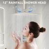 imageShower Faucet Set Matte Black Shower System 12quot Ceiling Rainfall Shower and 8quot Wall Mount Rain Shower with 2 in 1 Handheld Can Use All at Once Pressure Balance Roughin Valve and Trim KitBrushed Nickel1