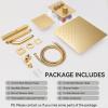 imageShower Faucet Set Matte Black Shower System 12quot Ceiling Rainfall Shower and 8quot Wall Mount Rain Shower with 2 in 1 Handheld Can Use All at Once Pressure Balance Roughin Valve and Trim KitGold
