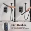 imageShower Faucet Set Matte Black Shower System 12quot Ceiling Rainfall Shower and 8quot Wall Mount Rain Shower with 2 in 1 Handheld Can Use All at Once Pressure Balance Roughin Valve and Trim KitMatte Black