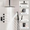 imageShower Faucet Set Matte Black Shower System 12quot Ceiling Rainfall Shower and 8quot Wall Mount Rain Shower with 2 in 1 Handheld Can Use All at Once Pressure Balance Roughin Valve and Trim KitMatte Black1