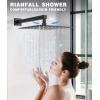 imageShower Faucet Set Matte Black Shower System 12quot Ceiling Rainfall Shower and 8quot Wall Mount Rain Shower with 2 in 1 Handheld Can Use All at Once Pressure Balance Roughin Valve and Trim KitMatte Black