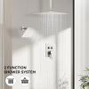 imageShower Faucet Set Matte Black Shower System 12quot Ceiling Rainfall Shower and 8quot Wall Mount Rain Shower with 2 in 1 Handheld Can Use All at Once Pressure Balance Roughin Valve and Trim KitBrushed Nickel