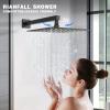 imageShower Faucet Set Matte Black Shower System 12quot Ceiling Rainfall Shower and 8quot Wall Mount Rain Shower with 2 in 1 Handheld Can Use All at Once Pressure Balance Roughin Valve and Trim KitMatte Black