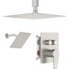 imageShower Faucet Set Matte Black Shower System 12quot Ceiling Rainfall Shower and 8quot Wall Mount Rain Shower with 2 in 1 Handheld Can Use All at Once Pressure Balance Roughin Valve and Trim KitBrushed Nickel