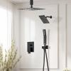 imageRain Shower System Brushed NickelSTARBATH Ceiling Mount 12 Rain Shower Head and 6 Rainfall Shower with Handheld Spray 3 Way Shower Valve with 5 Diverter and Trim Kit Shower Faucet SetMattle Black