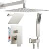 imageRain Shower System Brushed NickelSTARBATH Ceiling Mount 12 Rain Shower Head and 6 Rainfall Shower with Handheld Spray 3 Way Shower Valve with 5 Diverter and Trim Kit Shower Faucet SetBrushed Nickel