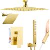 imageRain Shower System Brushed NickelSTARBATH Ceiling Mount 12 Rain Shower Head and 6 Rainfall Shower with Handheld Spray 3 Way Shower Valve with 5 Diverter and Trim Kit Shower Faucet SetGold