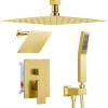 imageRain Shower System Brushed NickelSTARBATH Ceiling Mount 12 Rain Shower Head and 6 Rainfall Shower with Handheld Spray 3 Way Shower Valve with 5 Diverter and Trim Kit Shower Faucet SetGold