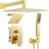 imageRain Shower System Brushed NickelSTARBATH Ceiling Mount 12 Rain Shower Head and 6 Rainfall Shower with Handheld Spray 3 Way Shower Valve with 5 Diverter and Trim Kit Shower Faucet SetGold