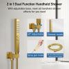 imageRain Shower System Brushed NickelSTARBATH Ceiling Mount 12 Rain Shower Head and 6 Rainfall Shower with Handheld Spray 3 Way Shower Valve with 5 Diverter and Trim Kit Shower Faucet SetGold