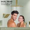 imageRain Shower System Brushed NickelSTARBATH Ceiling Mount 12 Rain Shower Head and 6 Rainfall Shower with Handheld Spray 3 Way Shower Valve with 5 Diverter and Trim Kit Shower Faucet SetGold