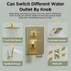 imageRain Shower System Brushed NickelSTARBATH Ceiling Mount 12 Rain Shower Head and 6 Rainfall Shower with Handheld Spray 3 Way Shower Valve with 5 Diverter and Trim Kit Shower Faucet SetGold