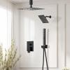 imageRain Shower System Brushed NickelSTARBATH Ceiling Mount 12 Rain Shower Head and 6 Rainfall Shower with Handheld Spray 3 Way Shower Valve with 5 Diverter and Trim Kit Shower Faucet SetMattle Black