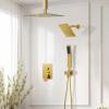 imageRain Shower System Brushed NickelSTARBATH Ceiling Mount 12 Rain Shower Head and 6 Rainfall Shower with Handheld Spray 3 Way Shower Valve with 5 Diverter and Trim Kit Shower Faucet SetGold